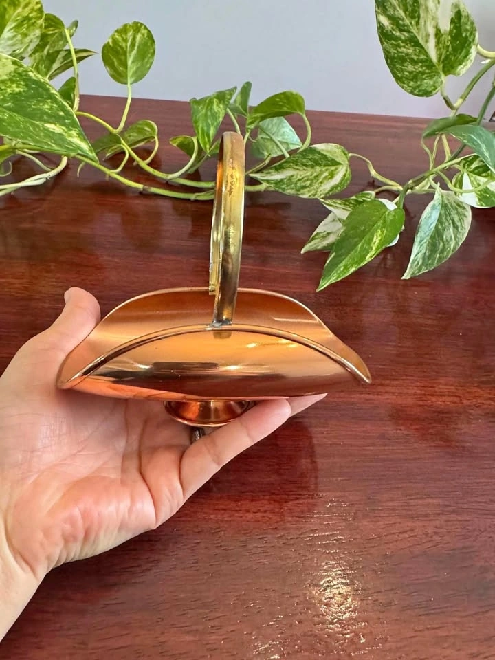 Vintage Copper Miniature Firewood Rack - Brass Handle - Lombard