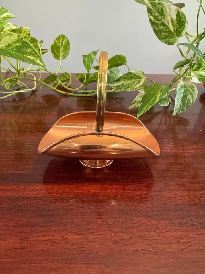 Vintage Copper Miniature Firewood Rack - Brass Handle - Lombard - photo 2