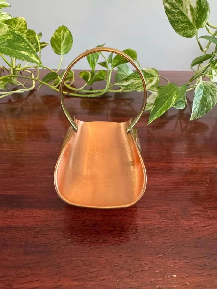 Vintage Copper Miniature Firewood Rack - Brass Handle - Lombard - photo 3