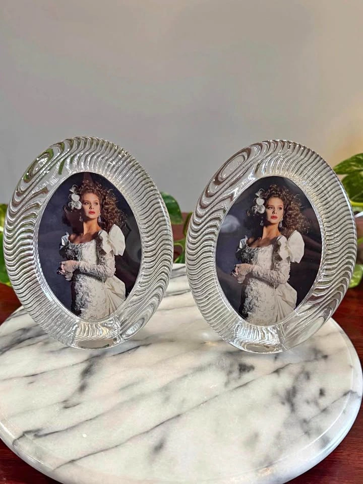 Vintage Glass Oval Picture Frames - Set of Two