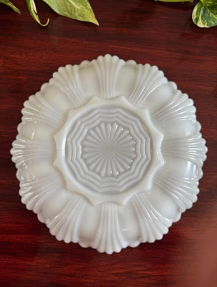 Vintage Milk Glass Serving Platter - Gold Trim - Deviled Eggs - photo 3