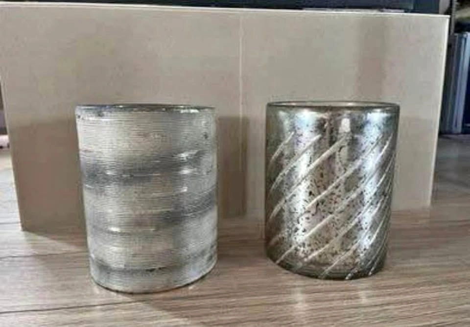 Pair of silver glass vases