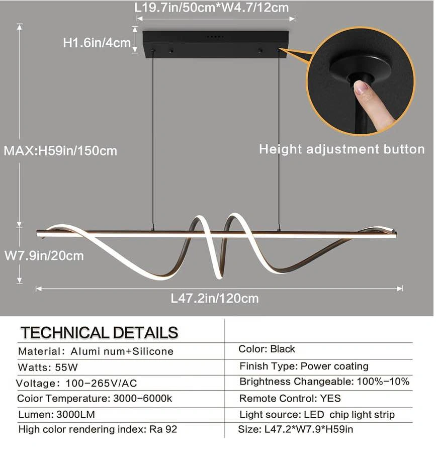 Modern Chandelier, Anti-Glare LED Chandelier L47.2’’Pendant Ligh - photo 2