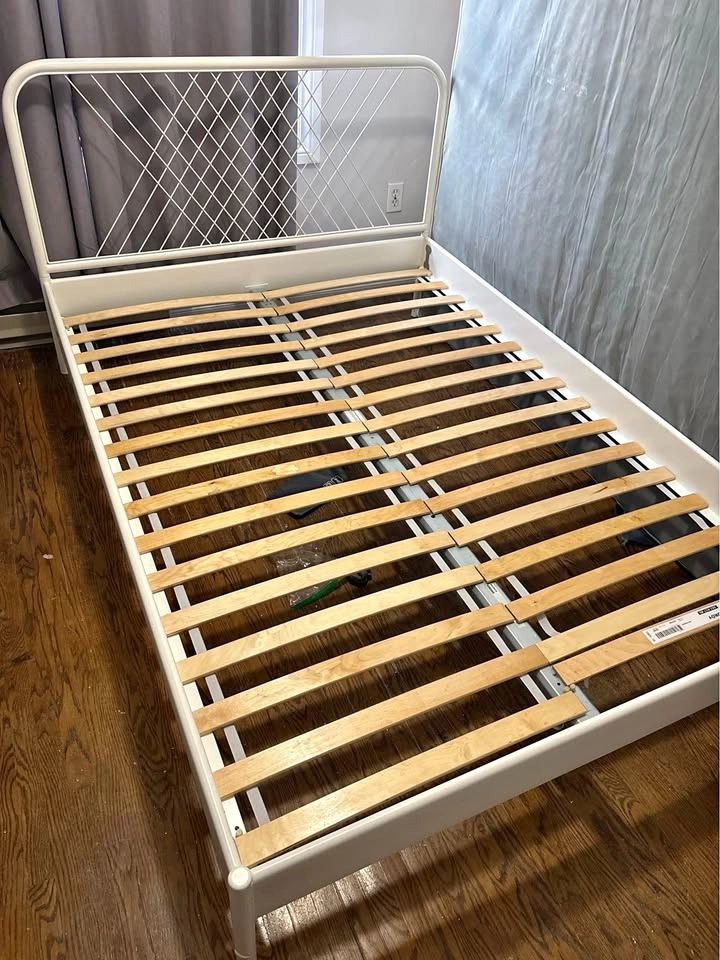 Modern White Double Bed Frame + Matching Dresser Set