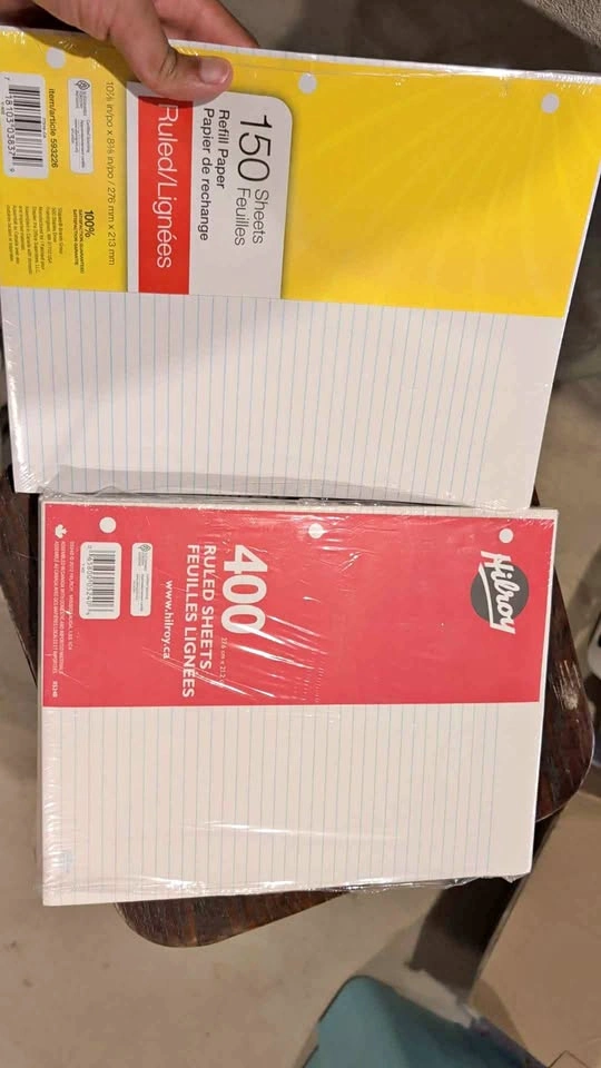 Hilroy and Staples Ruled Refill Paper