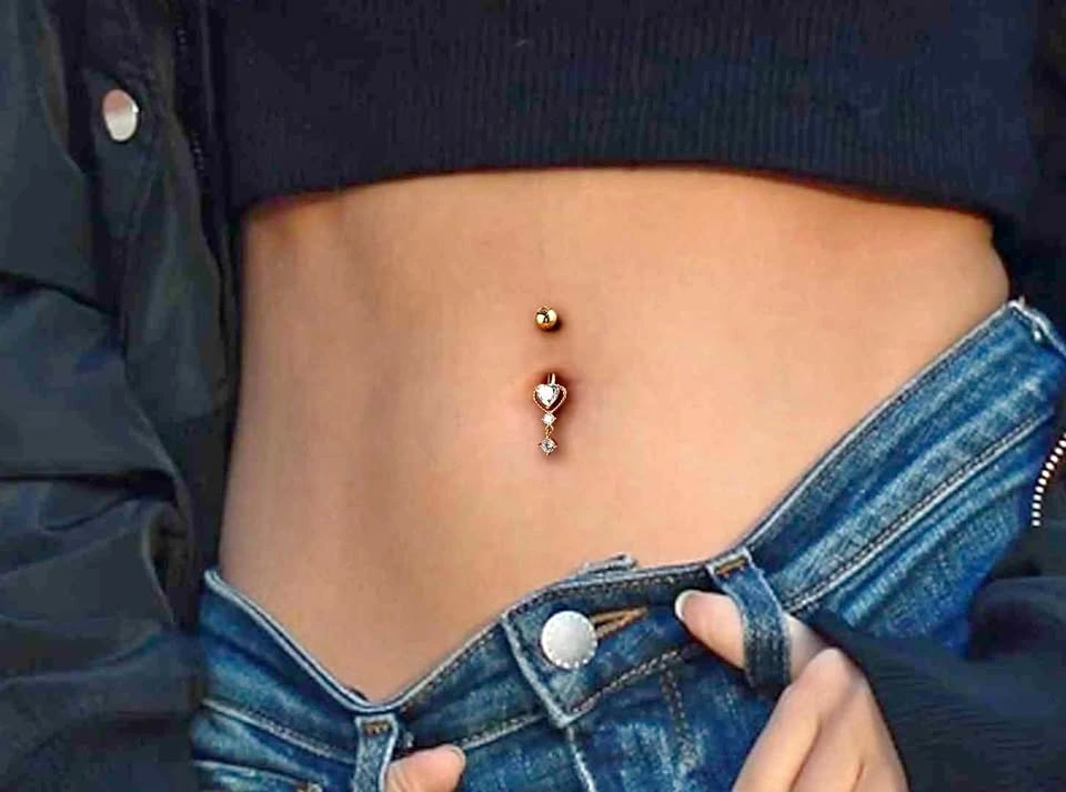 COCHARM 10k Gold Belly Button Rings Yellow