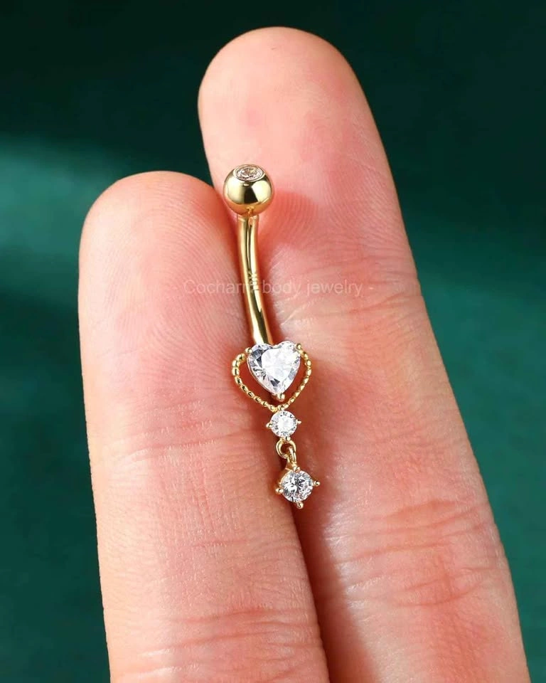 COCHARM 10k Gold Belly Button Rings Yellow - photo 3