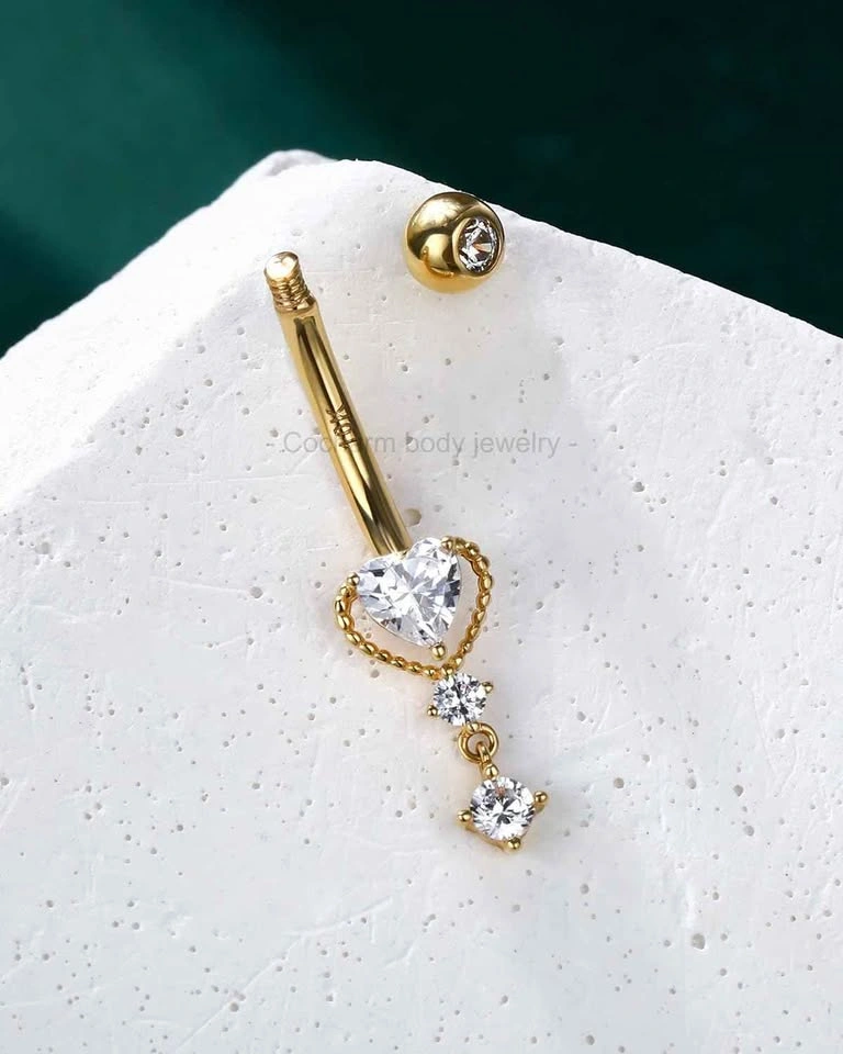 COCHARM 10k Gold Belly Button Rings Yellow - photo 5