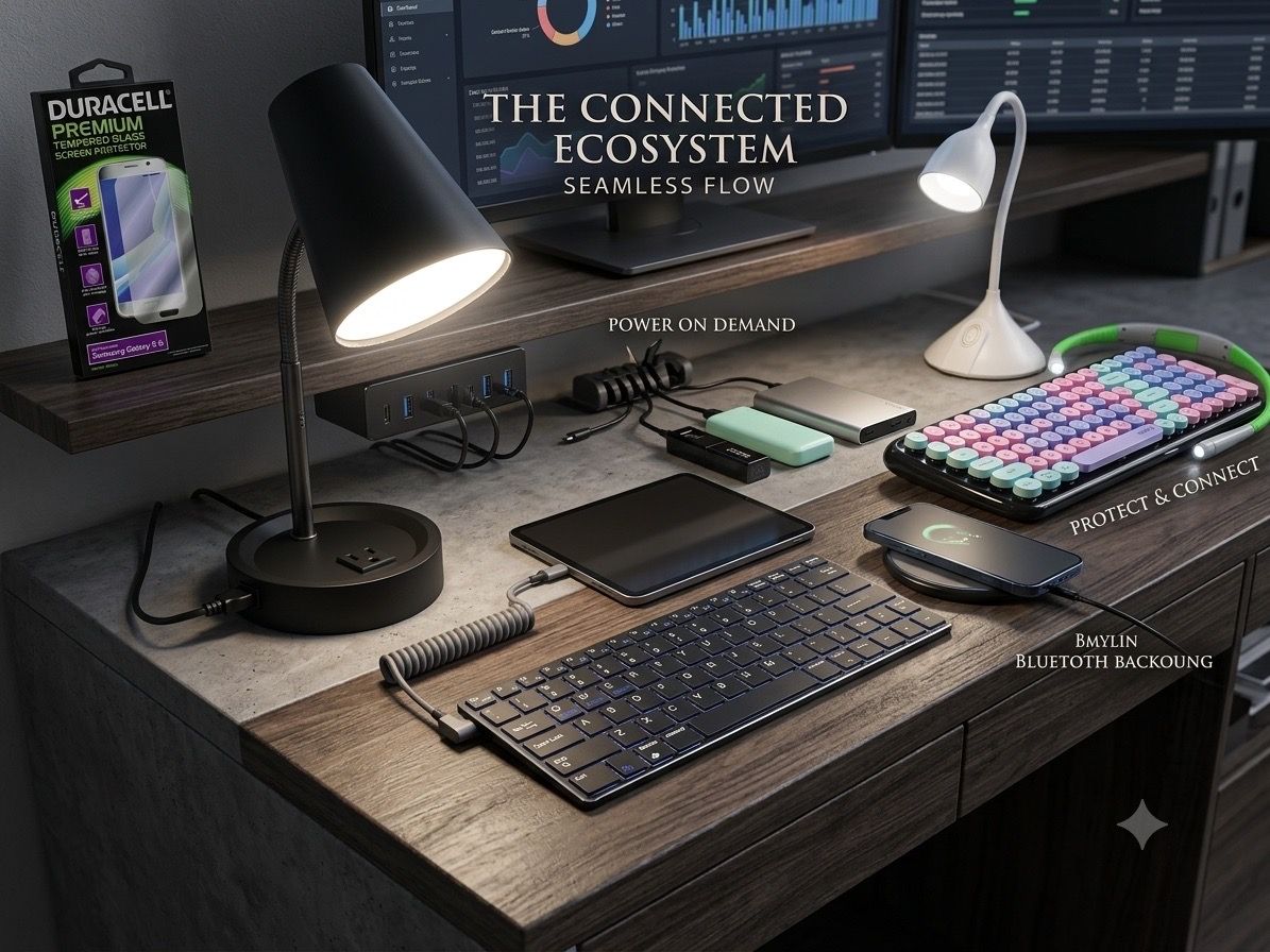 Desk Tech & Power Bundle - Chargers Keyboards Lamps