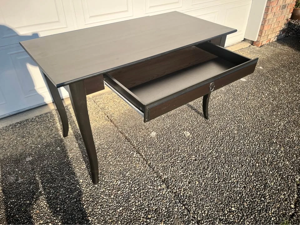 Ikea leksvik desk Dark Brown Wood Desk with Drawer - photo 2