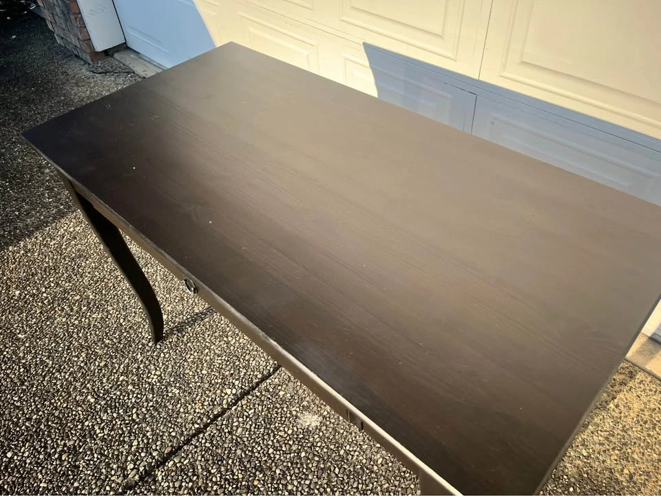 Ikea leksvik desk Dark Brown Wood Desk with Drawer - photo 3