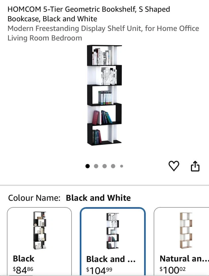 HOMCOM 5-Tier Geometric S-Shaped Bookshelf - photo 3