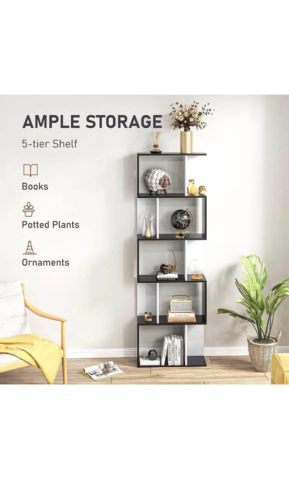 HOMCOM 5-Tier Geometric S-Shaped Bookshelf - photo 5