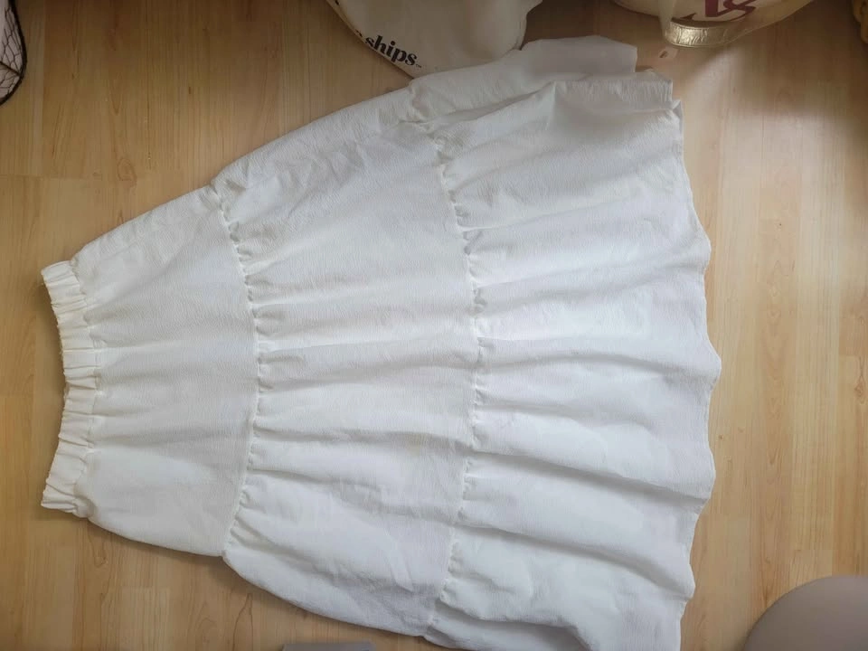 White Tiered Textured Midi Skirt - photo 2