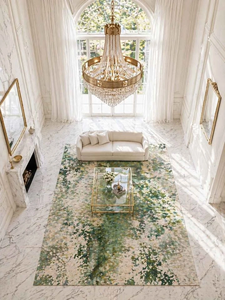 6x9 WASHABLE CREAM WATERCOLOR RUG - photo 2