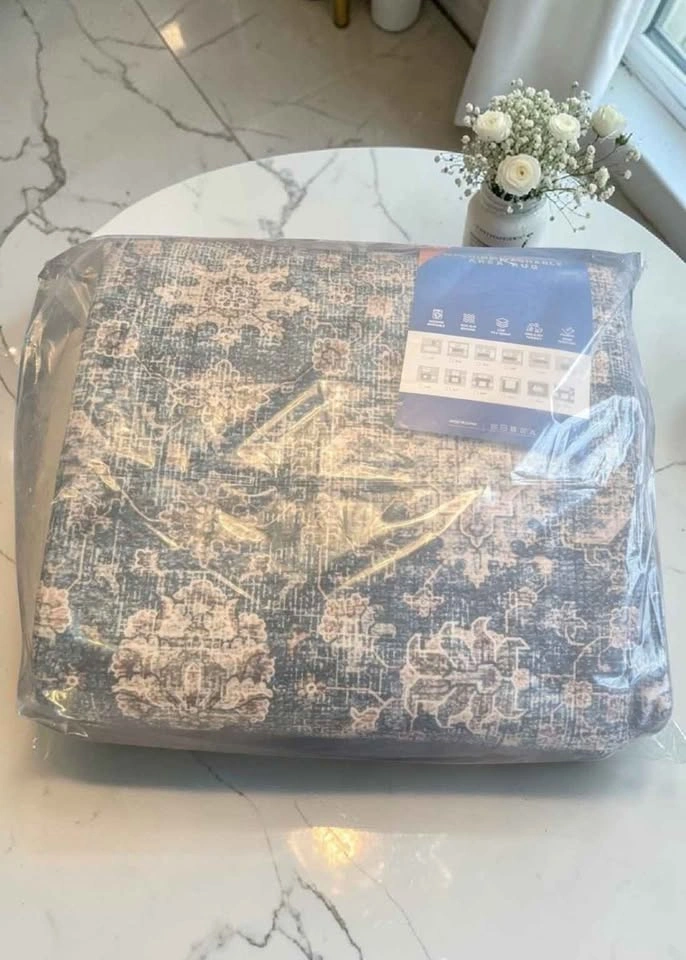 BUTTERY SOFT | Washable Vintage Blue Area Rug | Non-Slip | 9x12 - photo 3