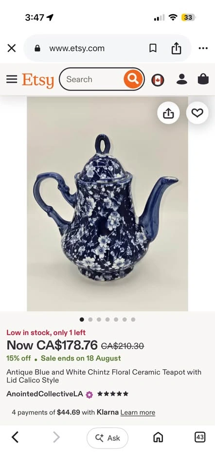 Blue and white floral teapot - photo 5