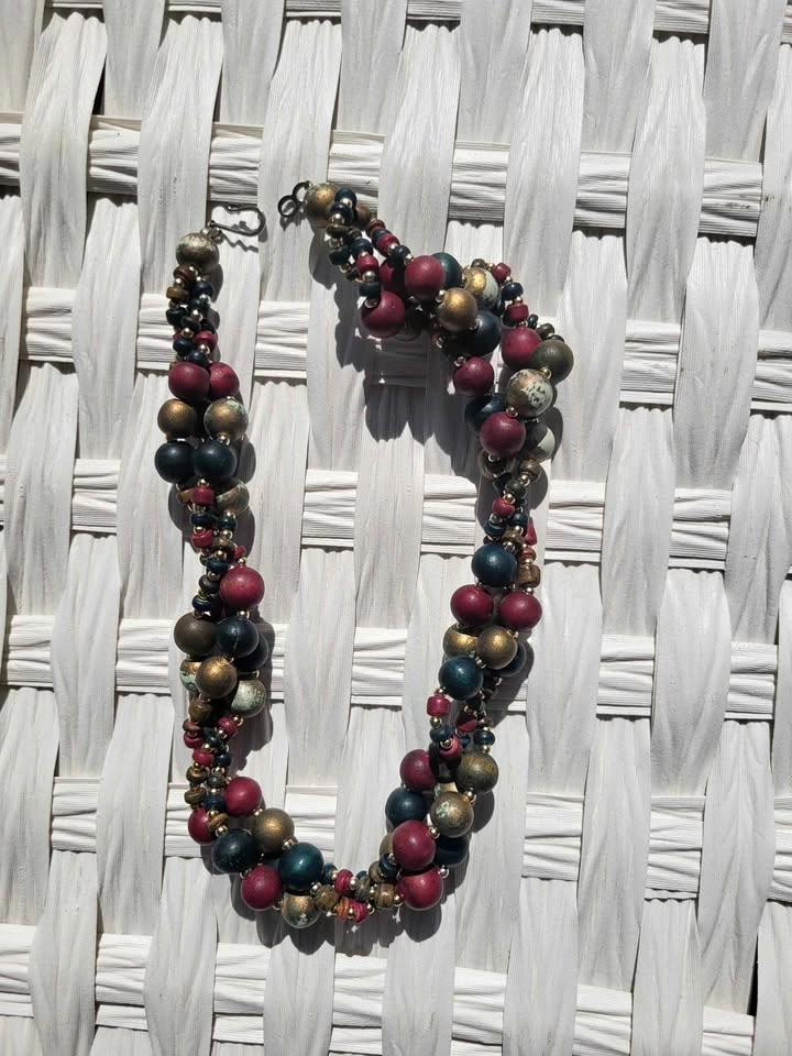 Multi-Strand Earth Tone Beaded Necklace