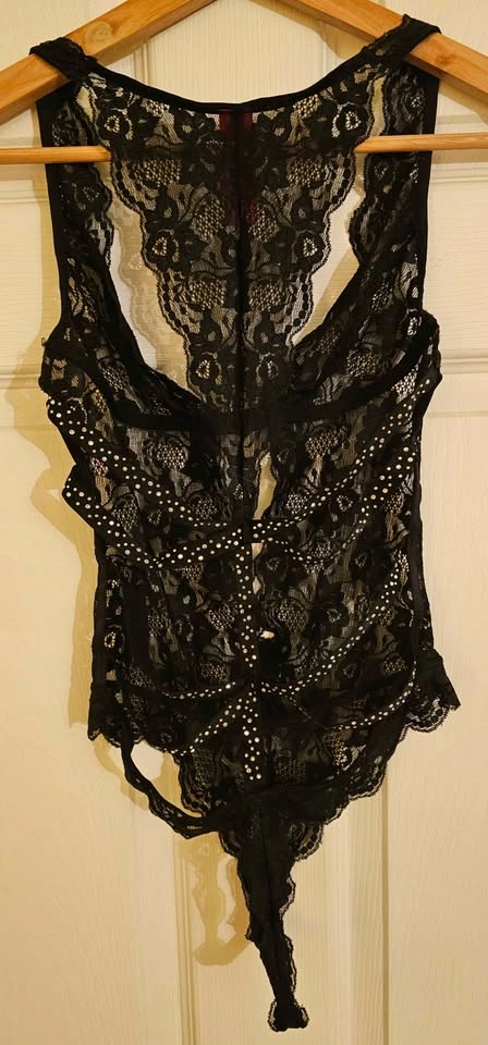 La Senza Black Floral Lace Bodysuit / Teddy Top - XS - photo 2