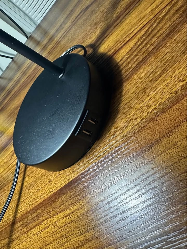 Black Metal Desk Lamp with Dual USB Ports - photo 3