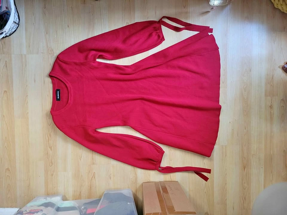Bilanxing Red Long-Sleeve Knit Dress