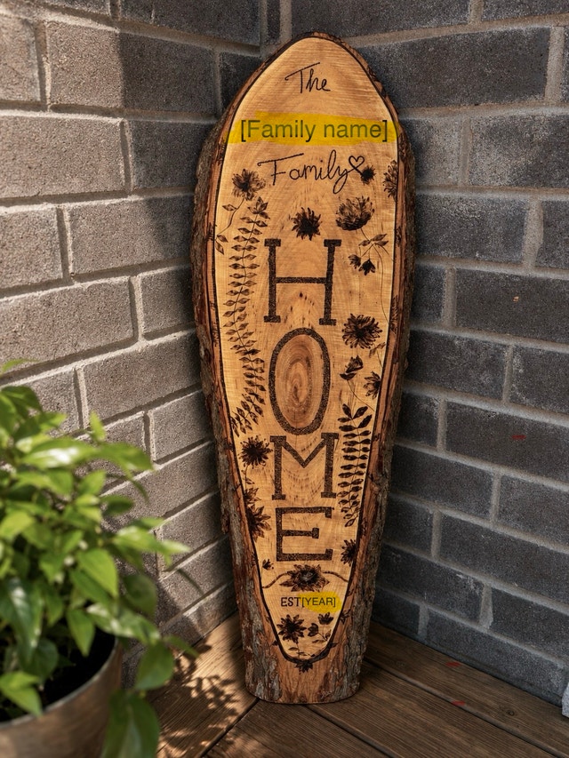 Personalizable Live Edge HOME Sign - photo 2