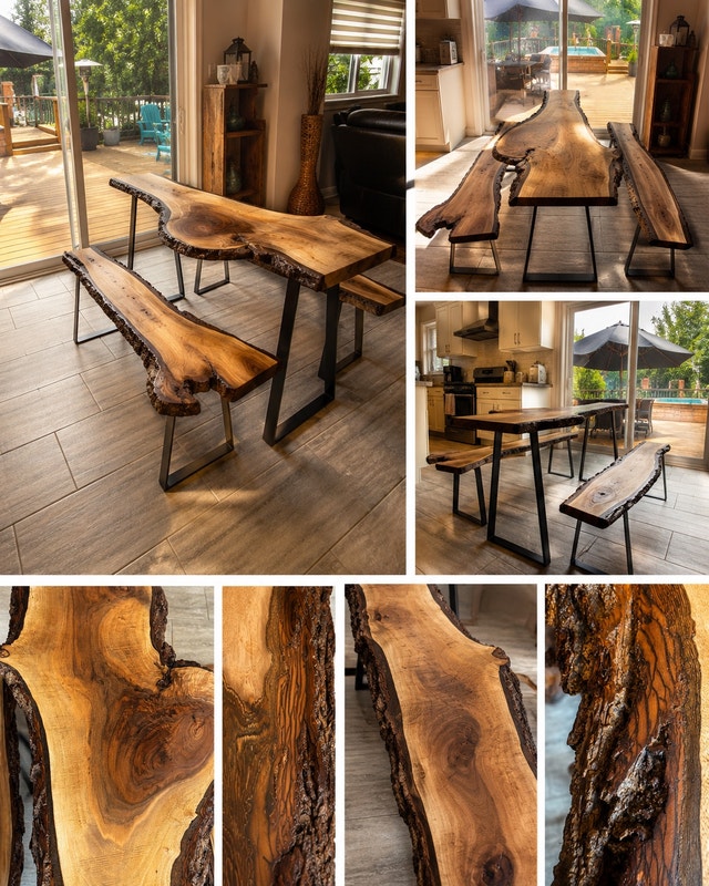 Handmade Live Edge Walnut Dining Set - photo 2