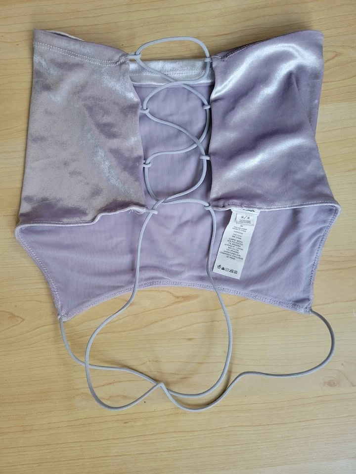 Garage Velvet Lace-Up Crop Top - photo 2