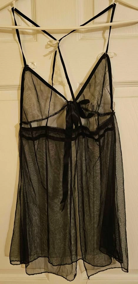 Black & White Lace Mesh Babydoll Lingerie Sleepwear - XL - photo 2