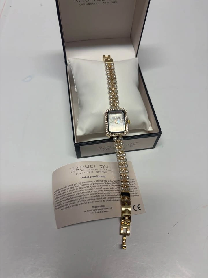 Rachel Zoe Crystal Bezel Pearl Bracelet Watch - New In Box - photo 2