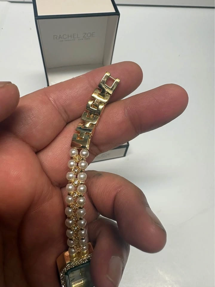 Rachel Zoe Crystal Bezel Pearl Bracelet Watch - New In Box - photo 4