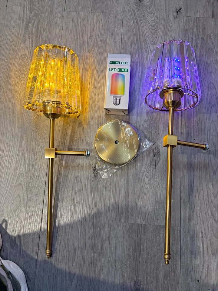 Pair of Gold Crystal Wall Sconces