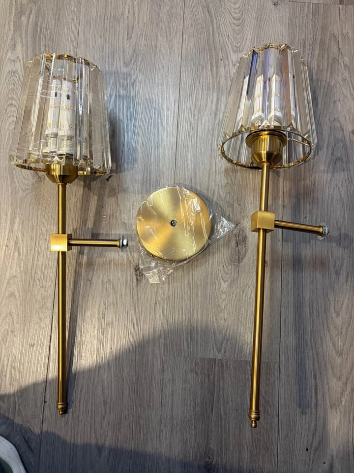 Pair of Gold Crystal Wall Sconces - photo 2