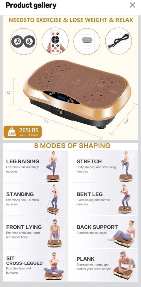 Vibration Plate Exercise Machine with Remote, 265LBS Capacity - photo 3