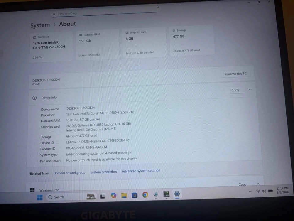 GIGABYTE GAMING LAPTOP G5 RTX 4050 - photo 4
