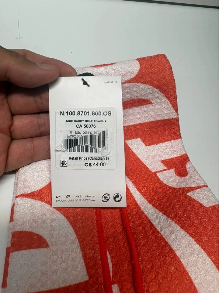 Nike Microfiber Golf Towel - Orange/White Graphic - Brand New - photo 3