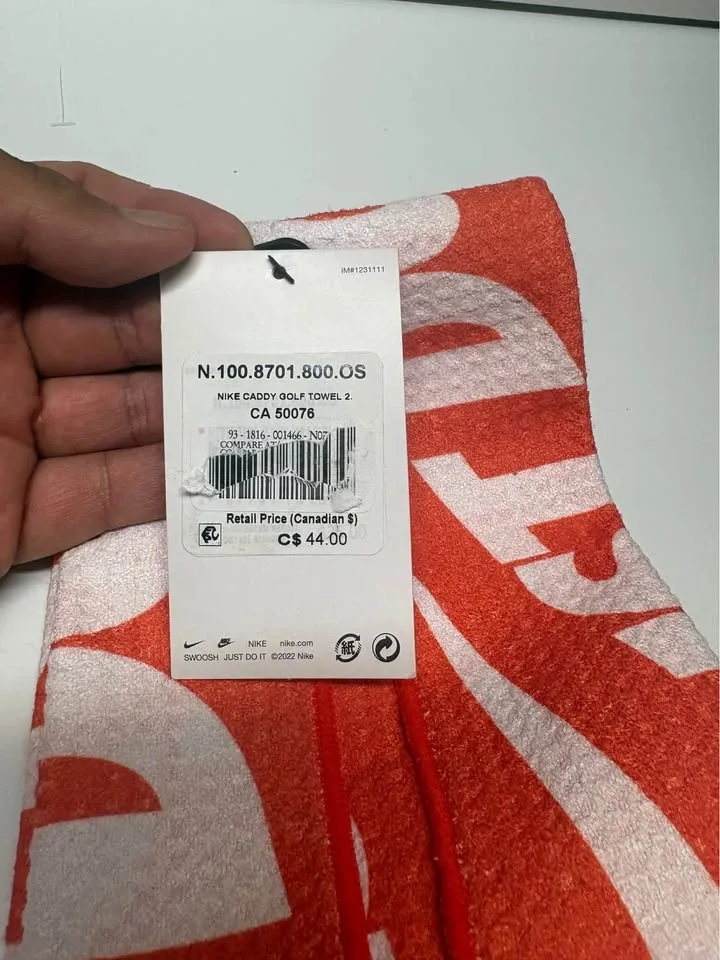 Nike Microfiber Golf Towel - Orange/White Graphic - Brand New - photo 3