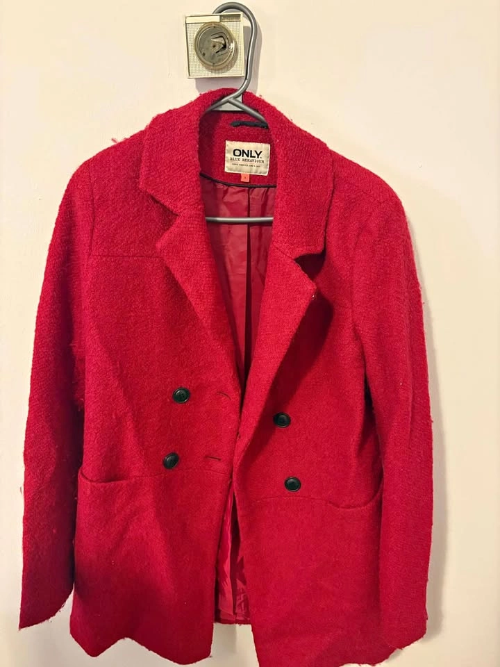 ONLY Red Double-Breasted Coat