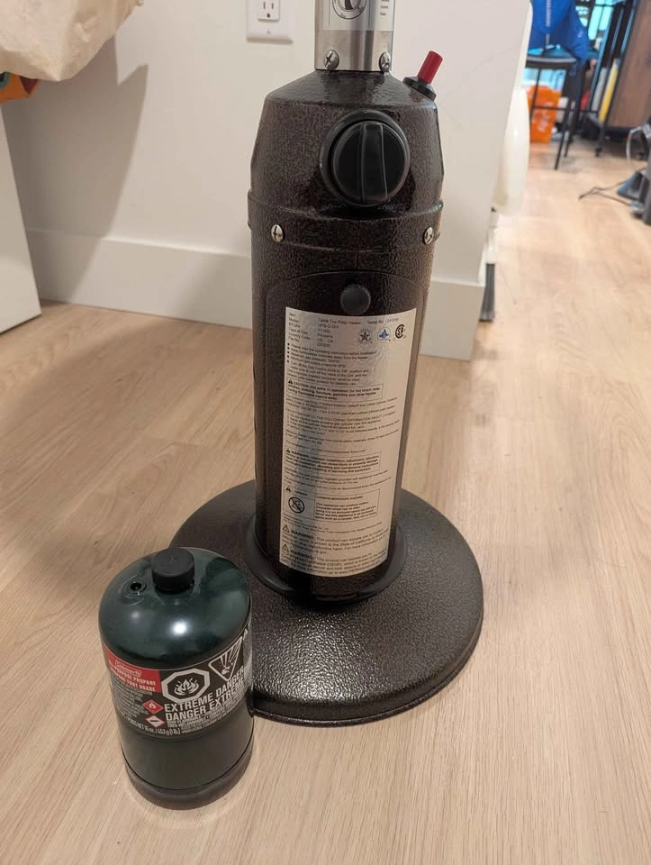 Tabletop patio heater with cover and propane cylinder - photo 3