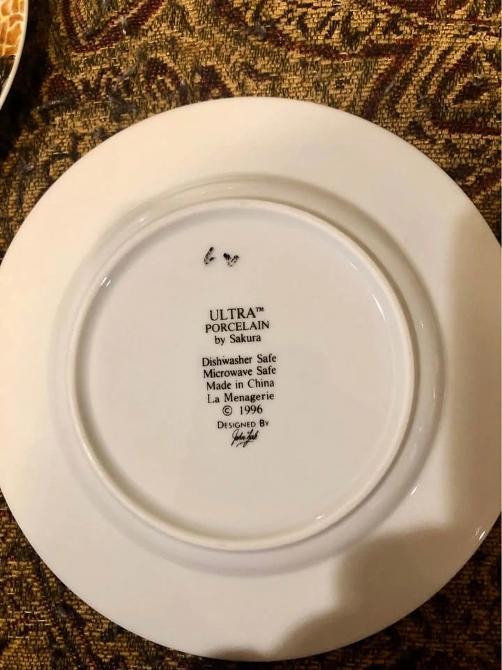 Vintage porcelain Sakura jungle plates, 1996 [set of 6] - photo 2