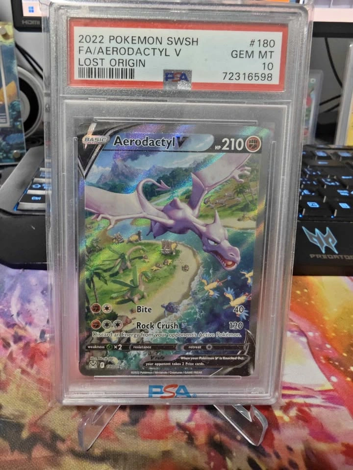 2022 Pokemon Lost Origin Aerodactyl V #180 PSA 10 Gem Mint