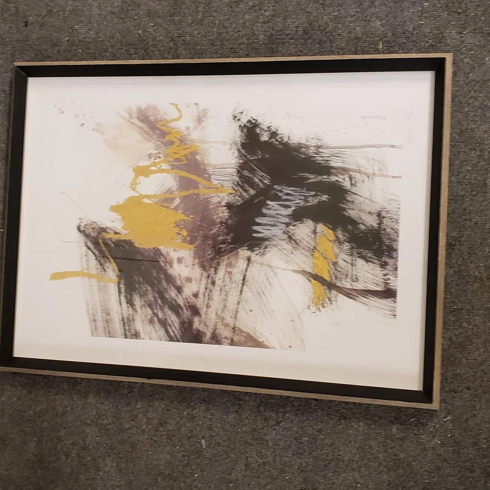 Modern Framed Abstract Wall Art – Black, White & Gold - photo 2