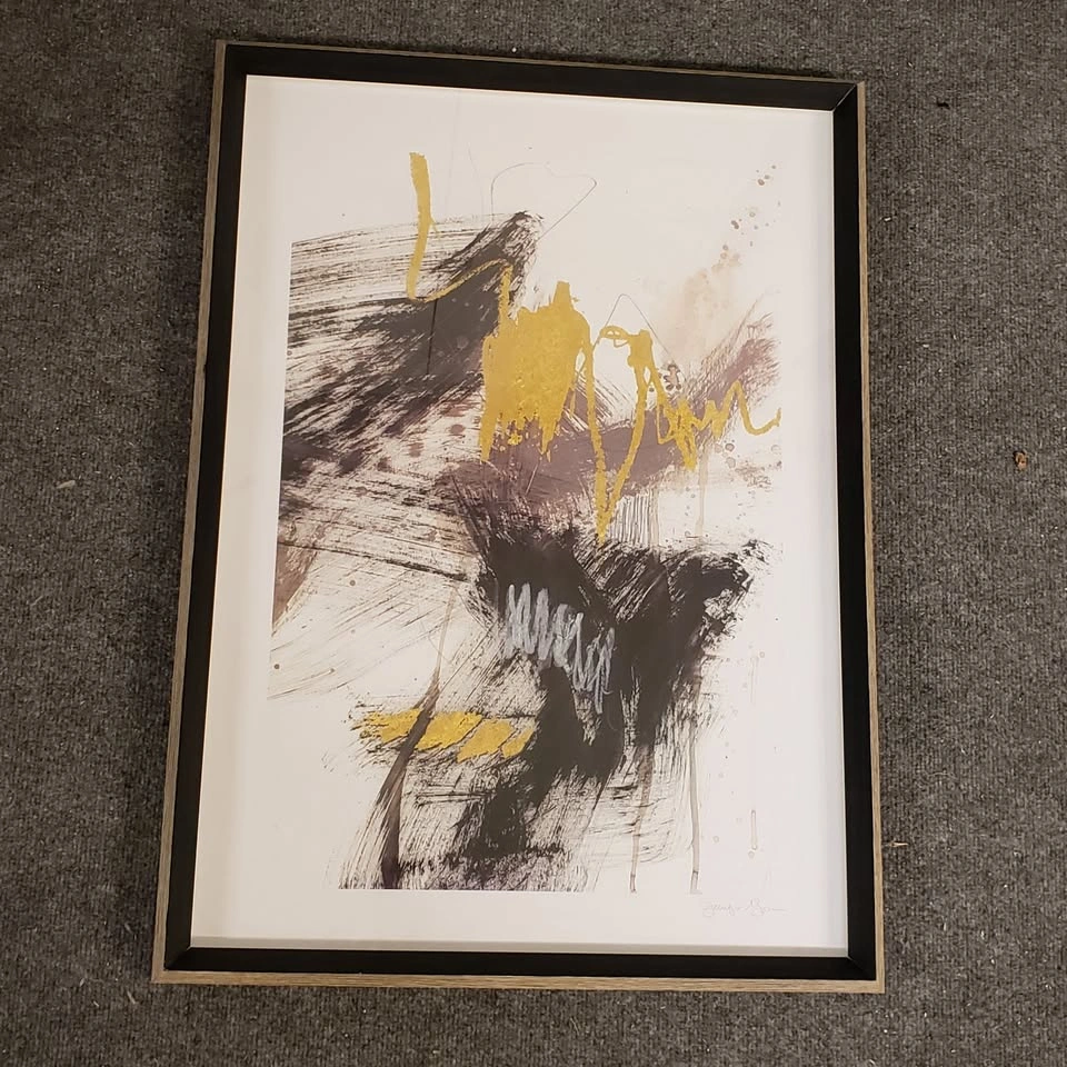 Modern Framed Abstract Wall Art – Black, White & Gold - photo 3