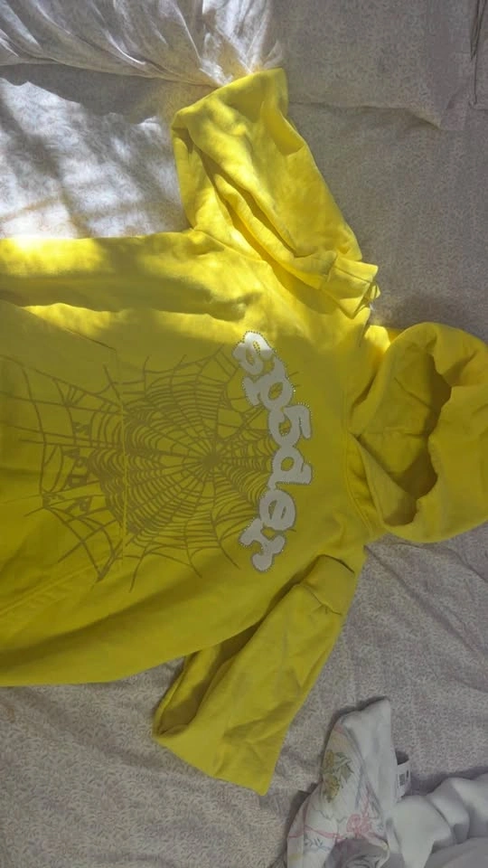 Sp5der Yellow Rhinestone Hoodie Size M/L