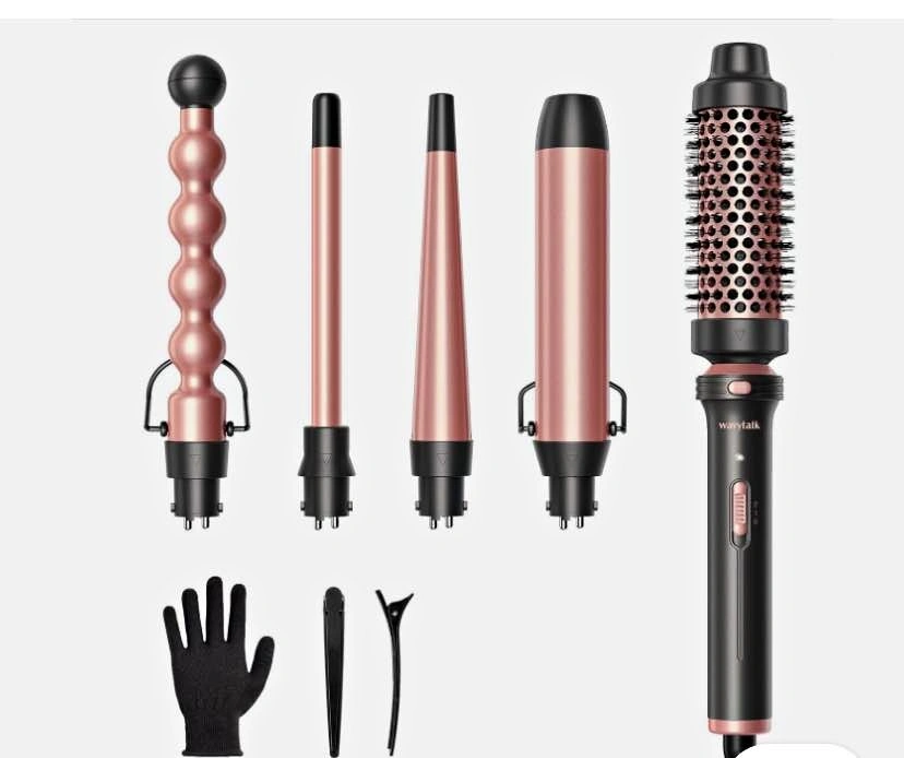 Wavy talk 5 in 1 Curling Wand Set, Multi Curl Golden Rose