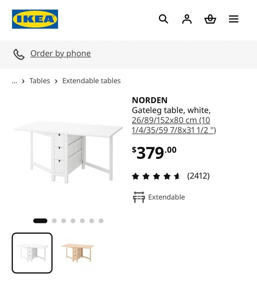 IKEA NORDEN Gateleg Table, White - photo 5