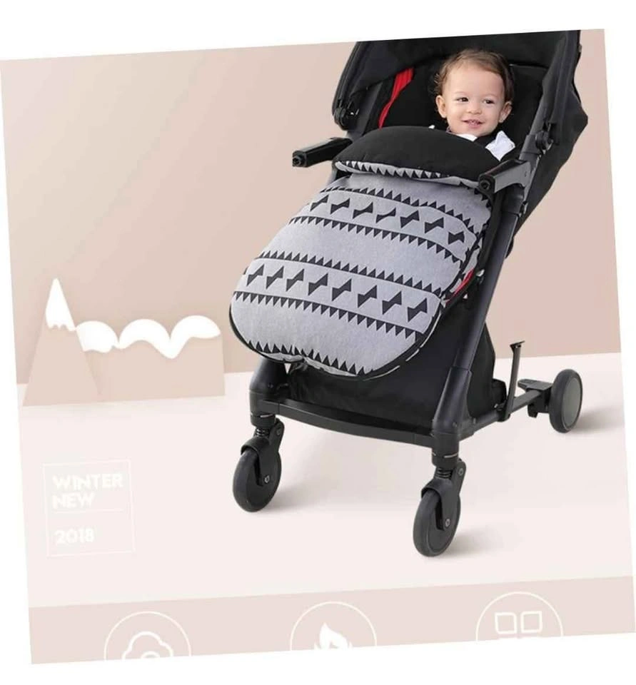 Baby Stroller Footmuff Black Gray Geometric - photo 3