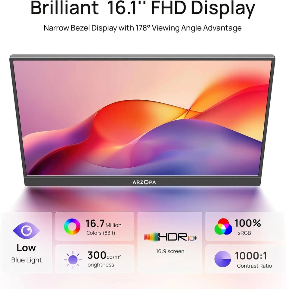 ARZOPA Z1C 16.1" FHD 1080p Portable Monitor with Kickstand - photo 4