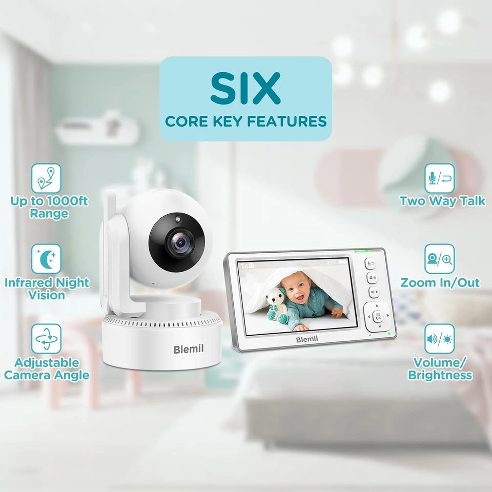 Blemil Baby Monitor: 2 Cameras, 29h Battery, 1000ft Range - photo 4