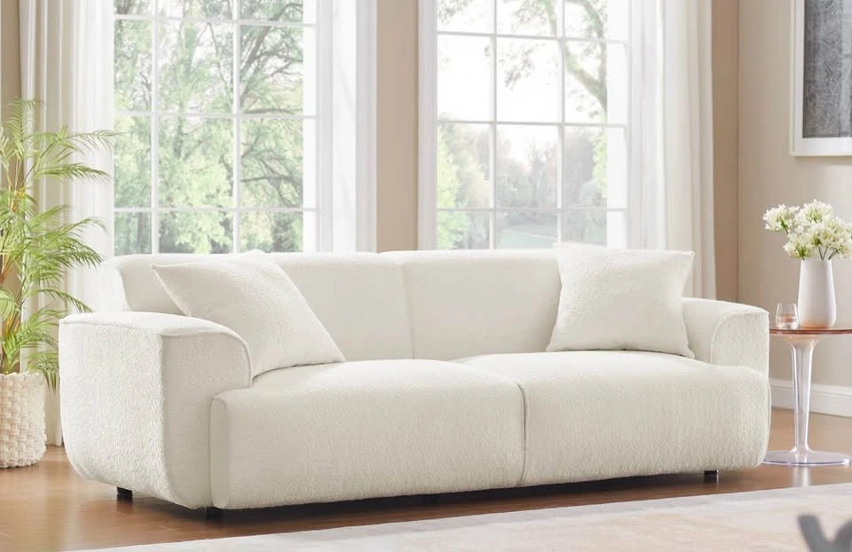Modern Bouclé Sofa – Like New – Less Than 1 Year Old – 91” - photo 5